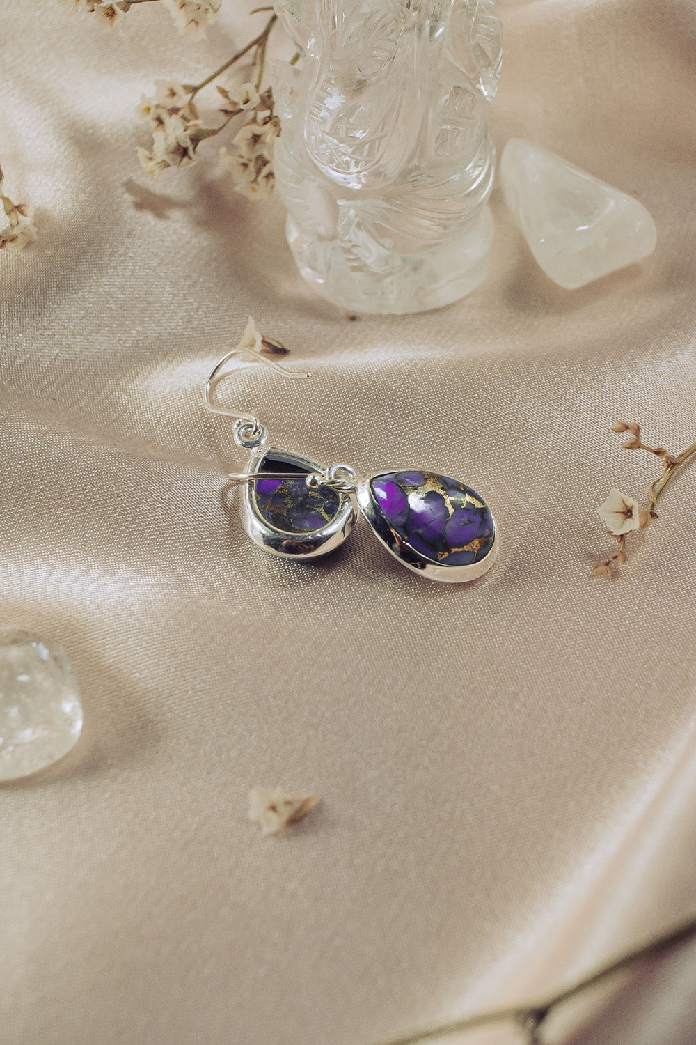 Sivalya Purple Turquoise Silver Earrings- Bliss