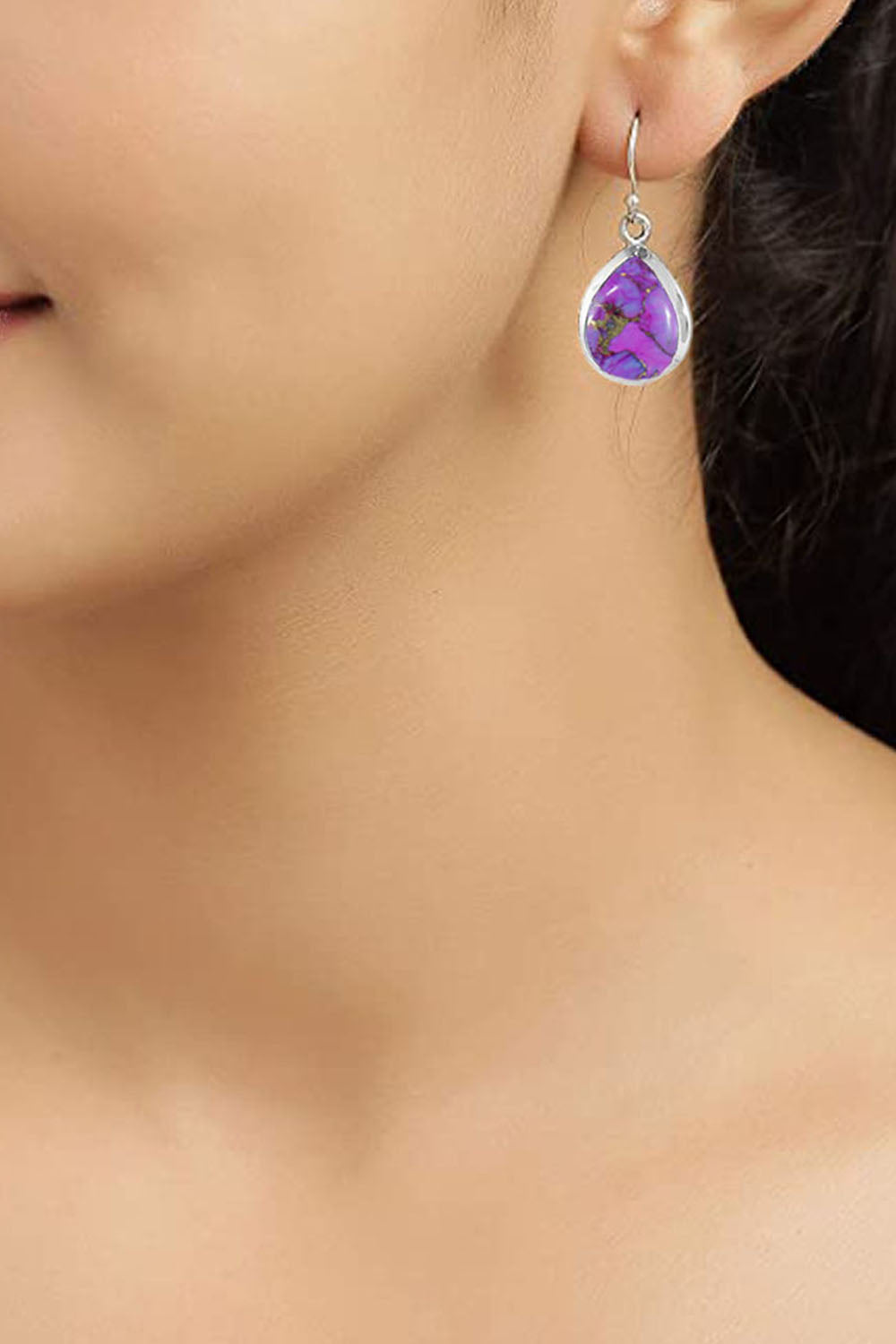 Sivalya Purple Turquoise Silver Earrings- Bliss