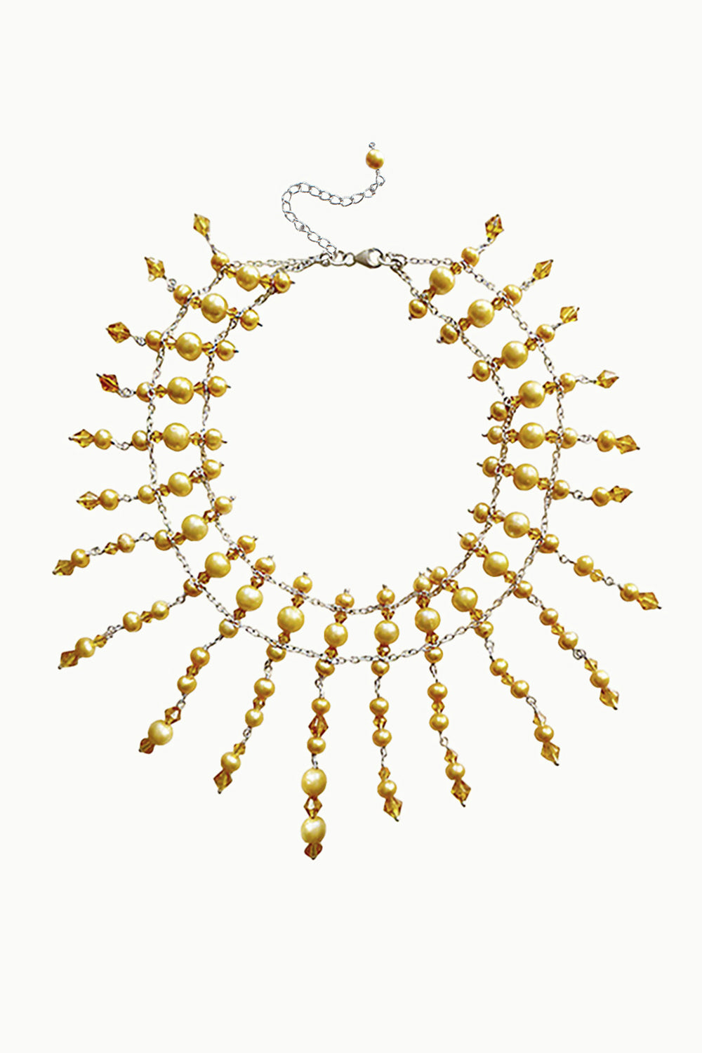 Sivalya Radiance Gold Pearls and Crystals Choker Necklace in Sterling Silver