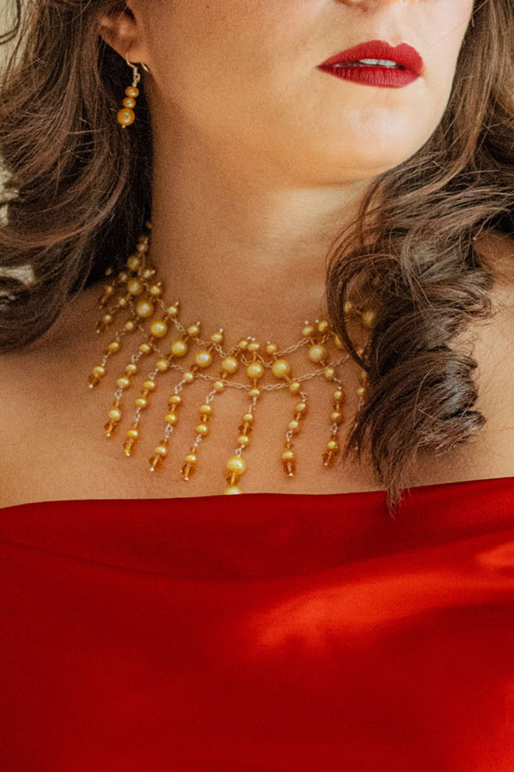 Sivalya Radiance Gold Pearls and Crystals Choker Necklace in Sterling Silver