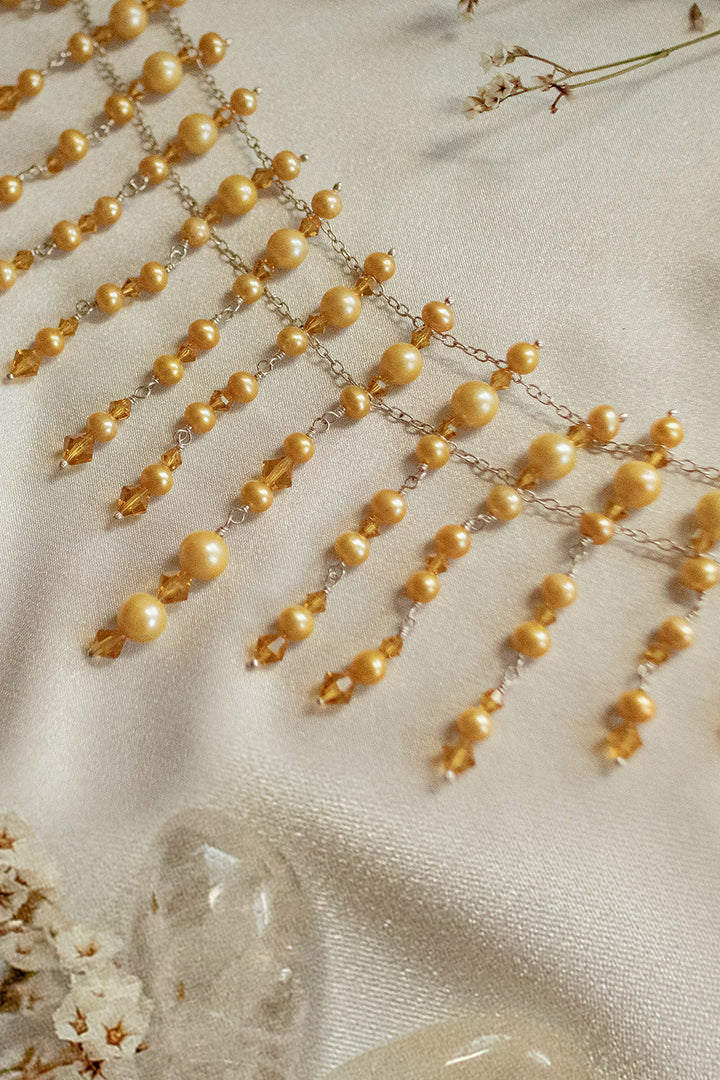 Sivalya Radiance Gold Pearls and Crystals Choker Necklace in Sterling Silver