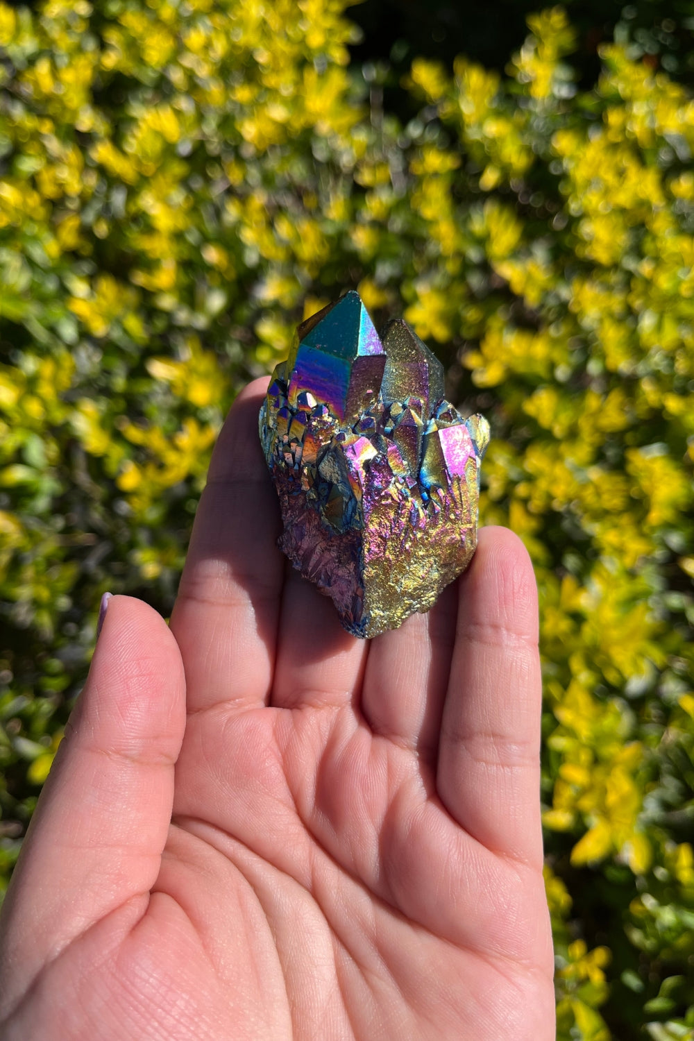 Rainbow Aura Quartz Crystal Cluster #2