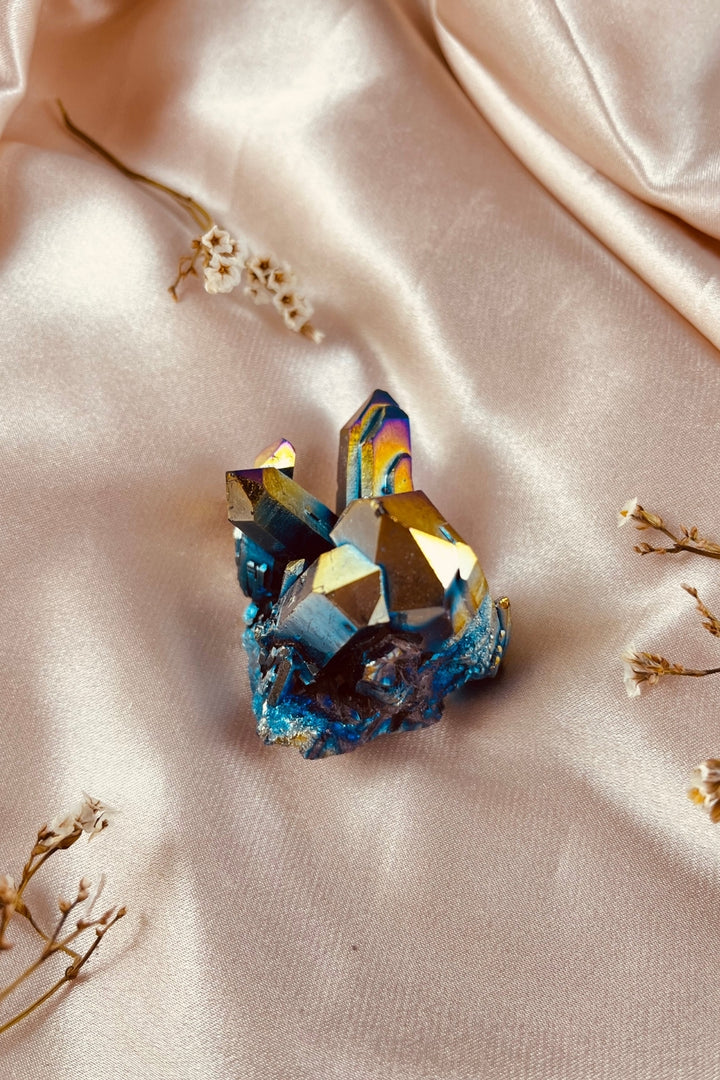Rainbow Aura Quartz Crystal Cluster #2