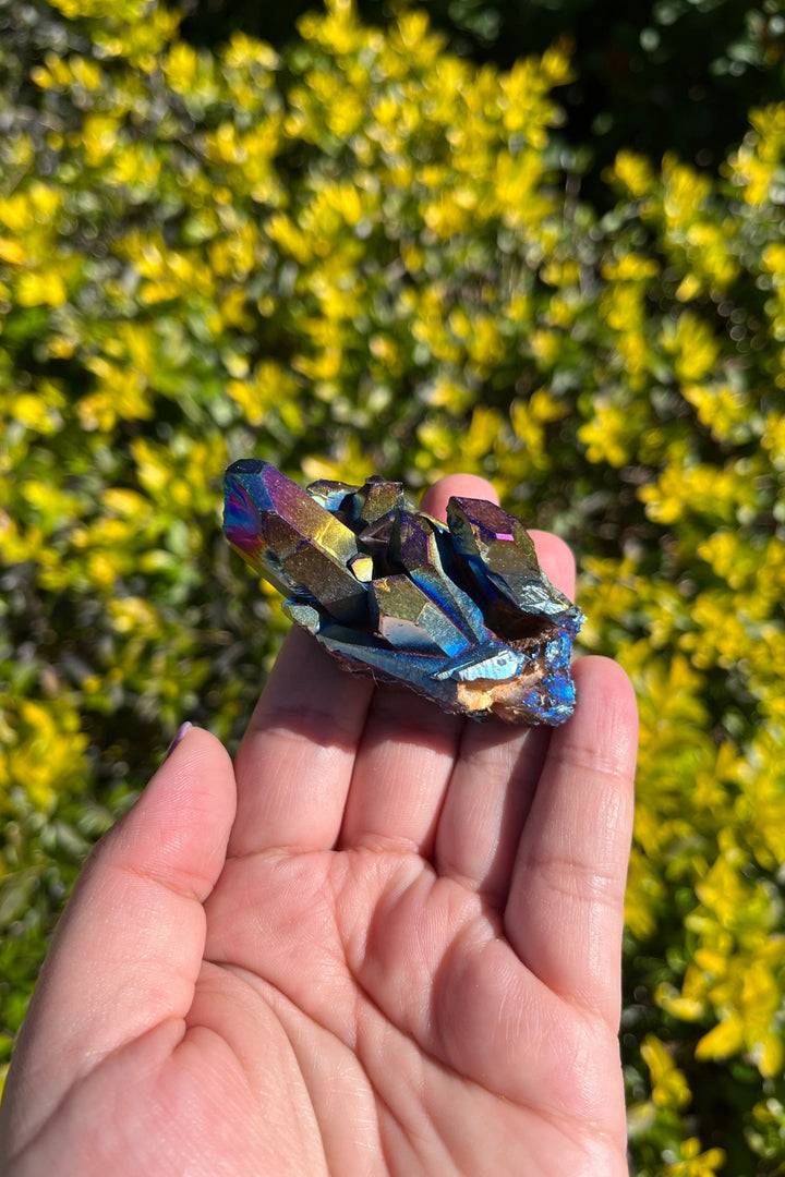 Rainbow Aura Quartz Crystal Cluster #3