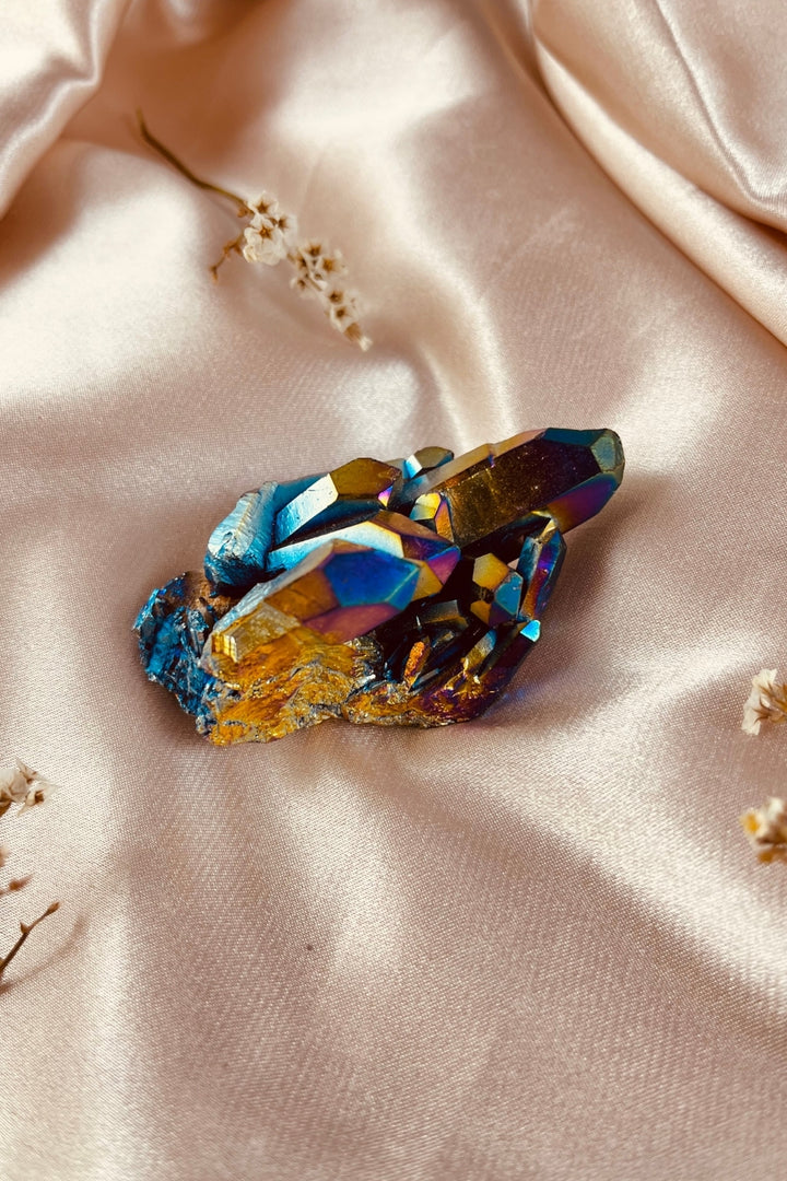 Rainbow Aura Quartz Crystal Cluster #3