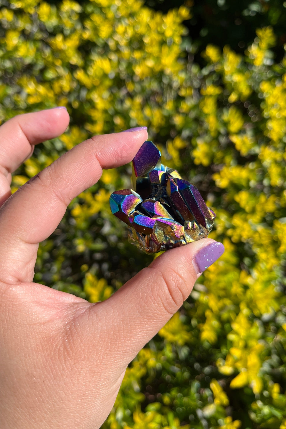 Rainbow Aura Quartz Crystal Cluster #4