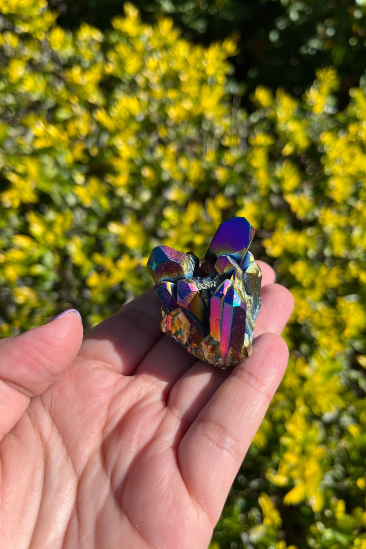 Rainbow Aura Quartz Crystal Cluster #4