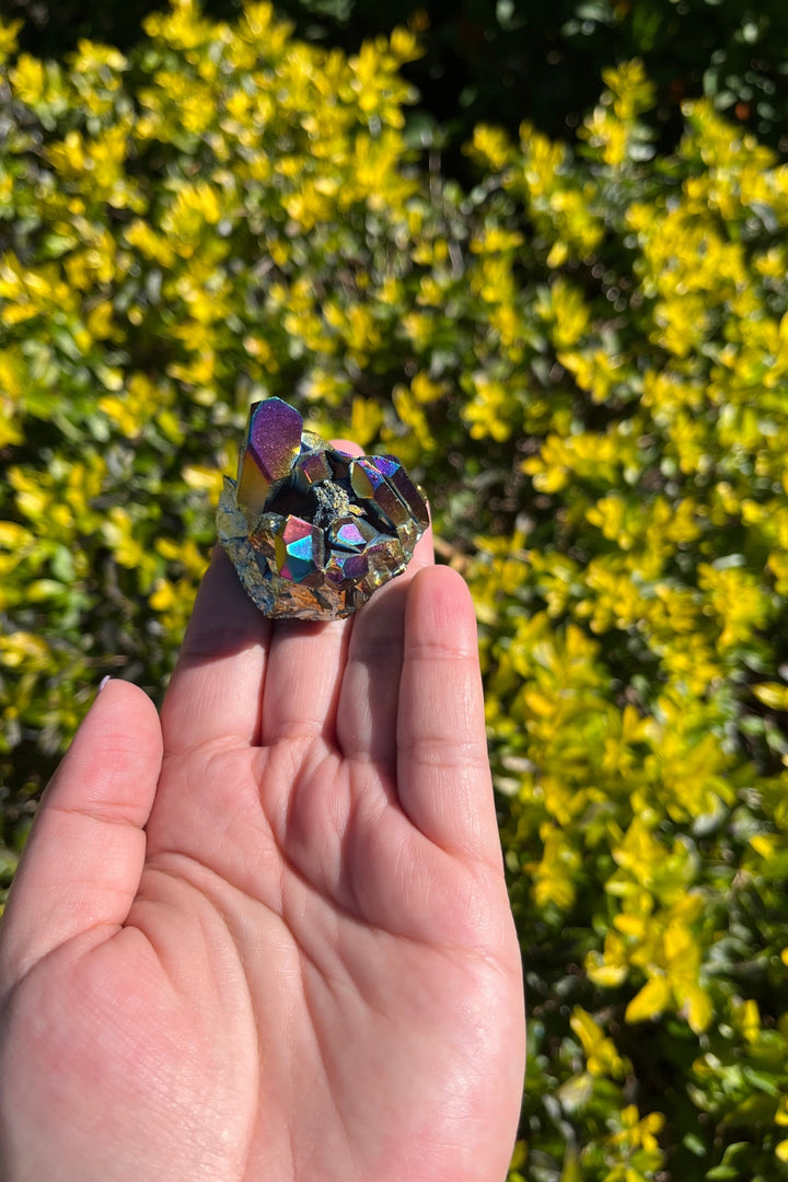 Rainbow Aura Quartz Crystal Cluster #4