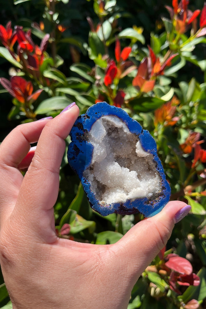 Titanium Rainbow Aura Druzy Quartz Geode #3