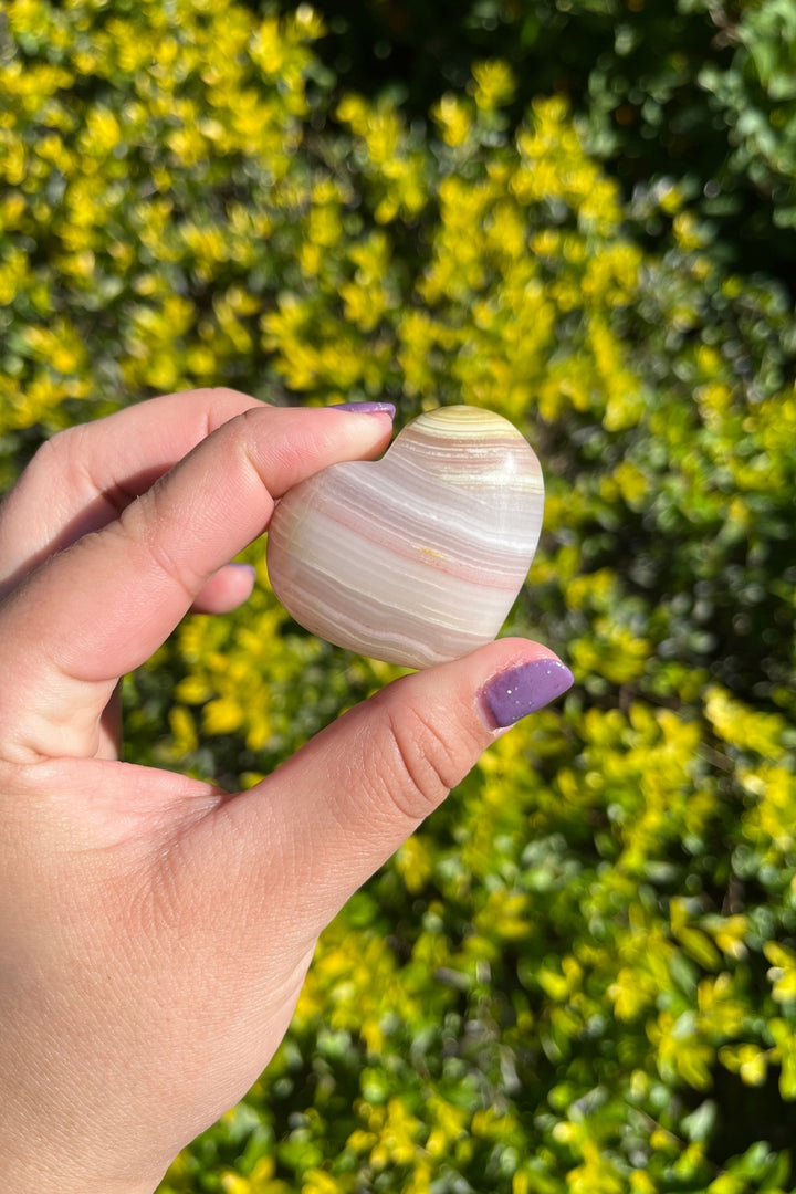Pink Banded Calcite Heart #1