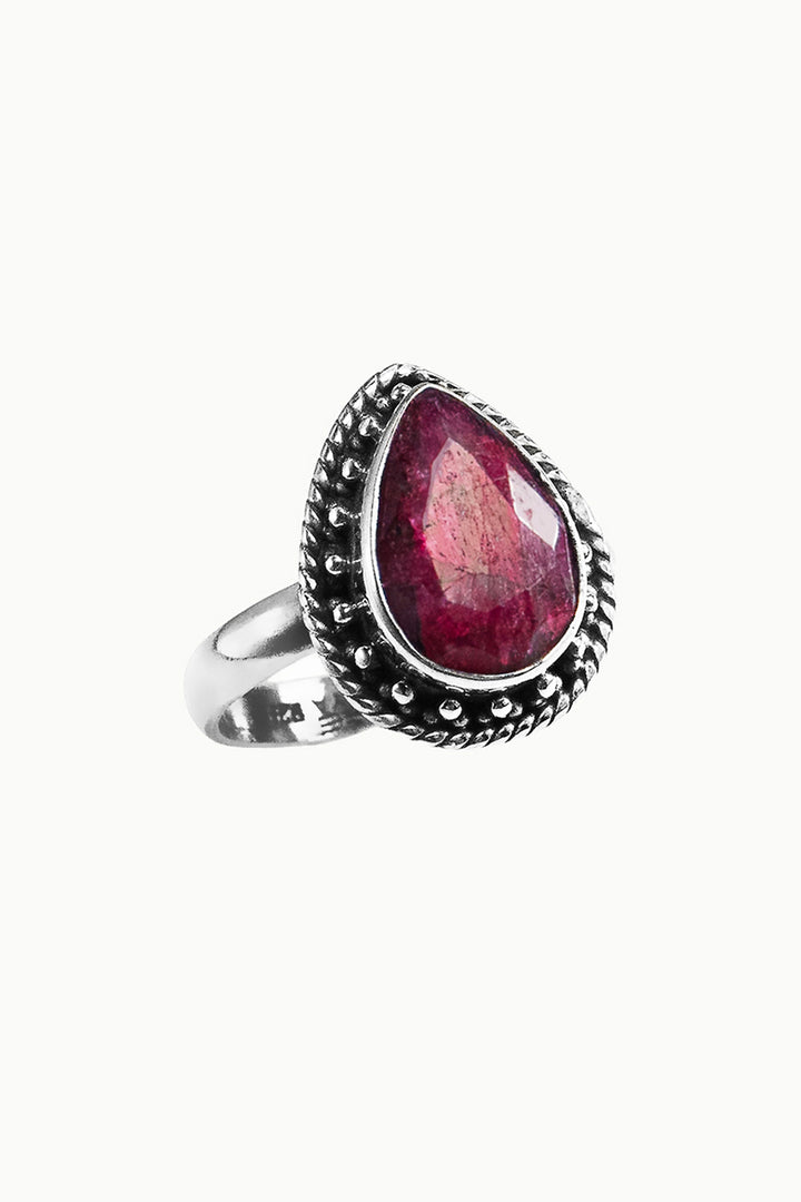 Sivalya Raw Ruby Silver Ring - Amalfi