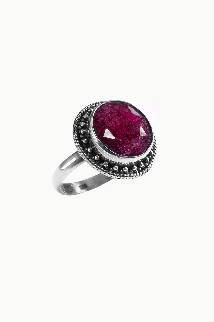 Sivalya Raw Ruby Silver Ring - Aurora