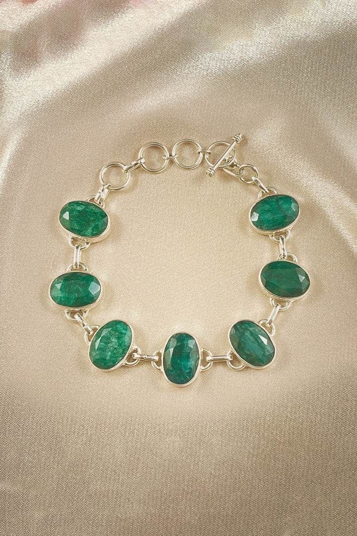 Sivalya Raw Emerald Silver Bracelet - Splendor