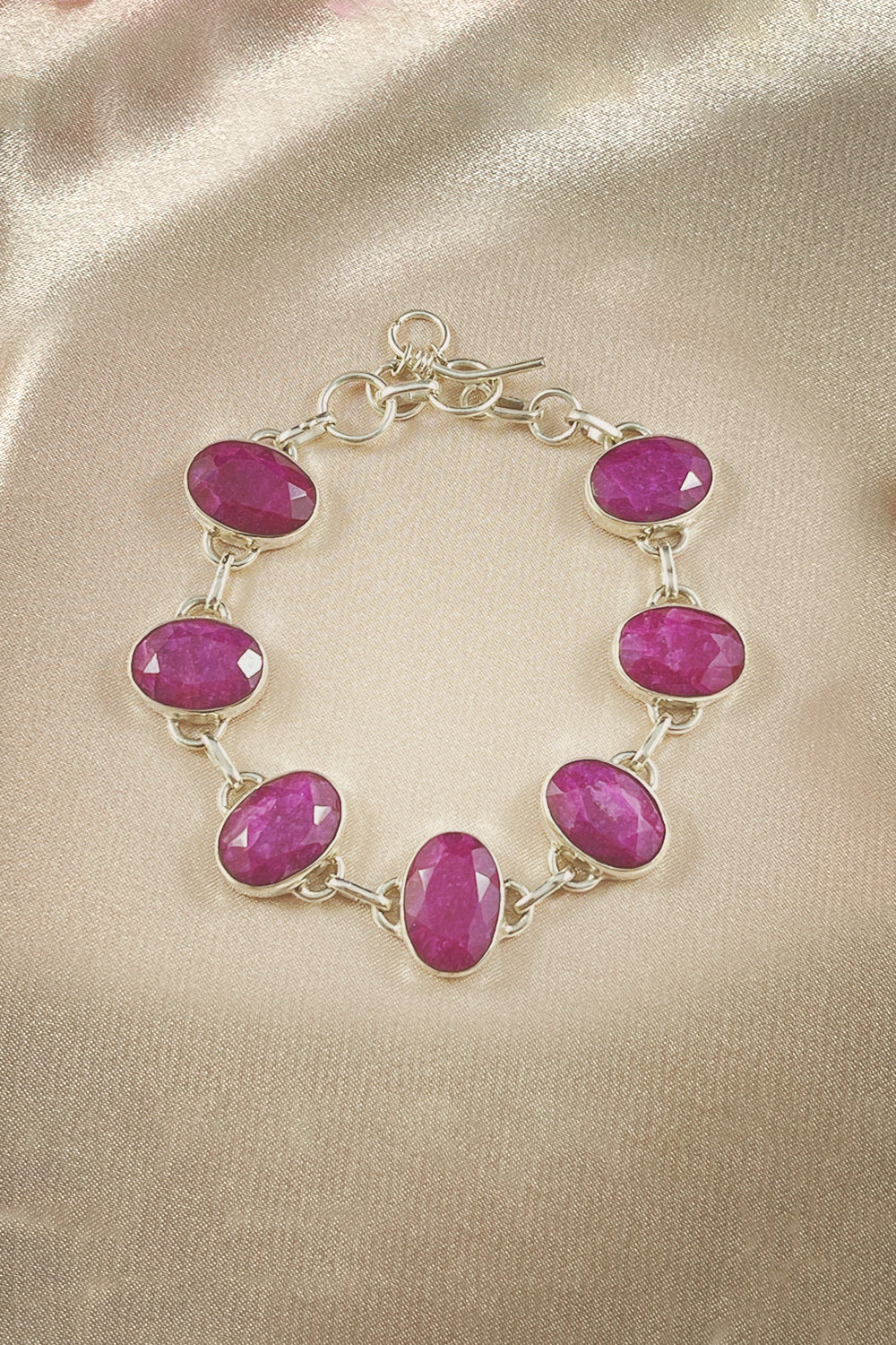 Sivalya Raw Ruby Silver Bracelet - Splendor