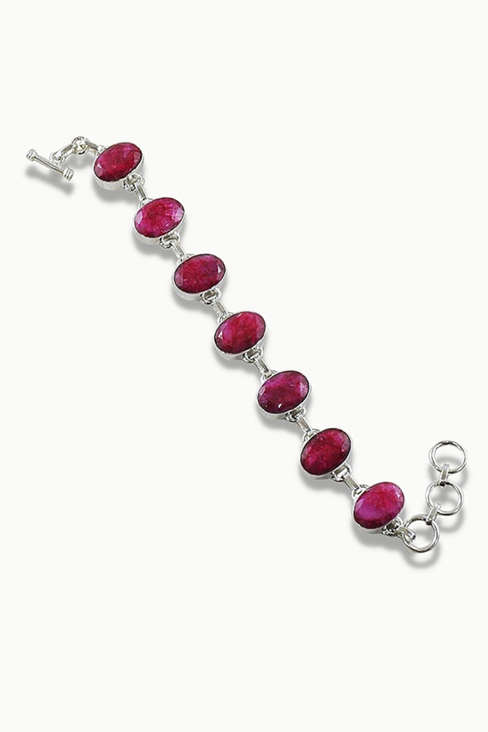 Sivalya Raw Ruby Silver Bracelet - Splendor