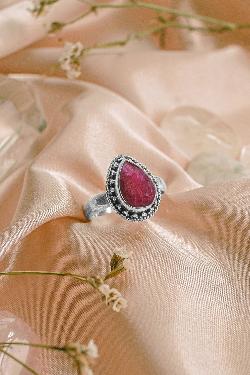 Sivalya Raw Ruby Silver Ring - Amalfi