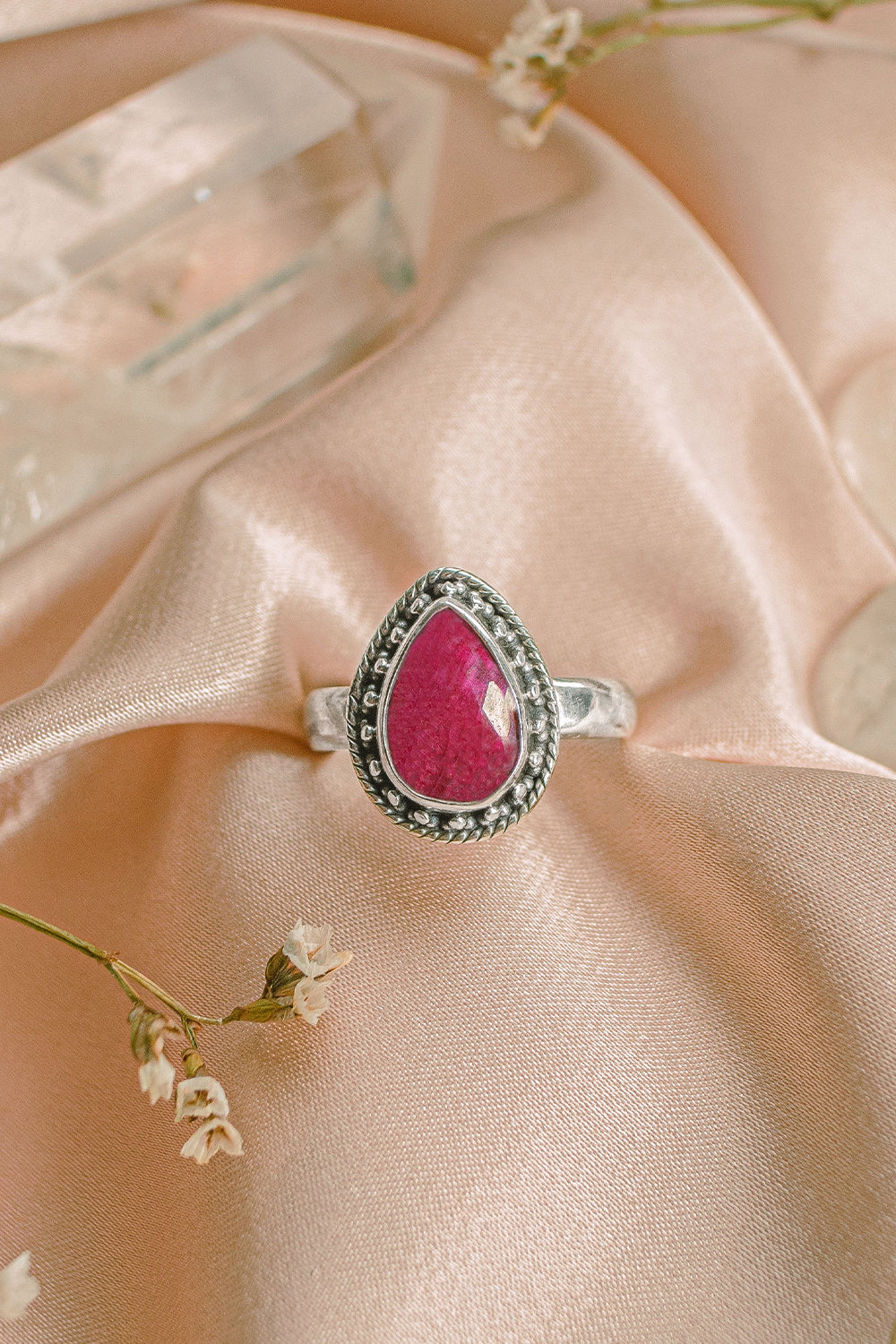 Sivalya Raw Ruby Silver Ring - Amalfi