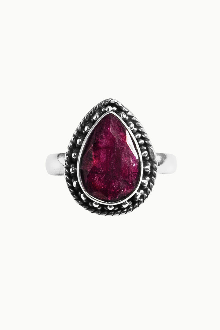 Sivalya Raw Ruby Silver Ring - Amalfi