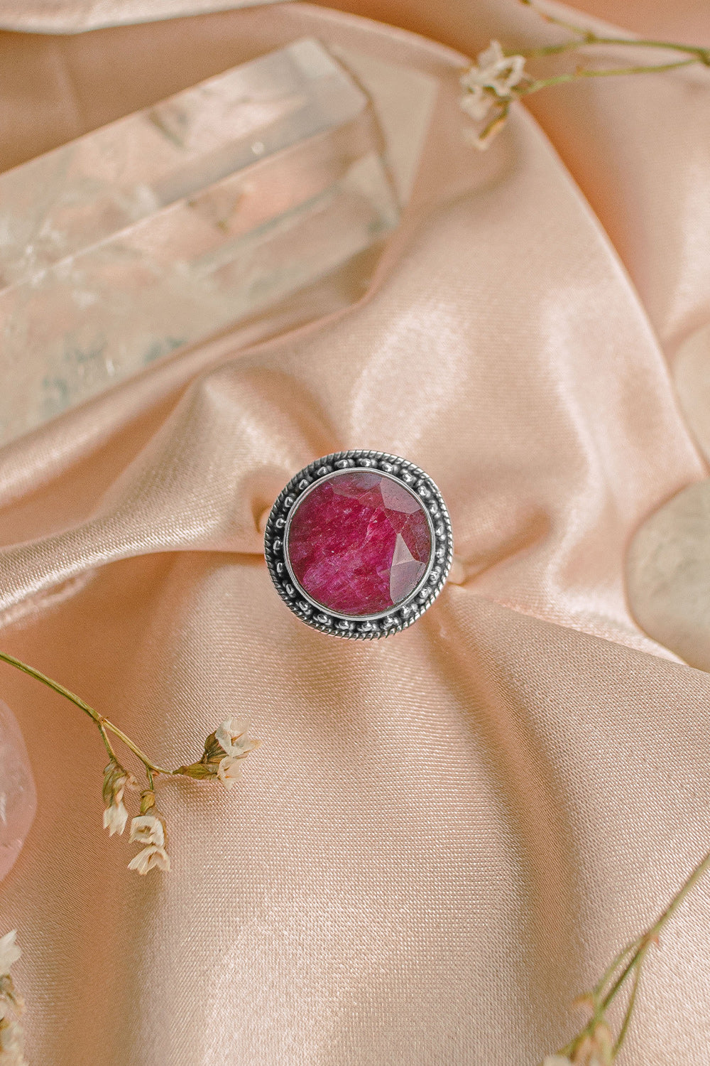 Sivalya Raw Ruby Silver Ring - Aurora