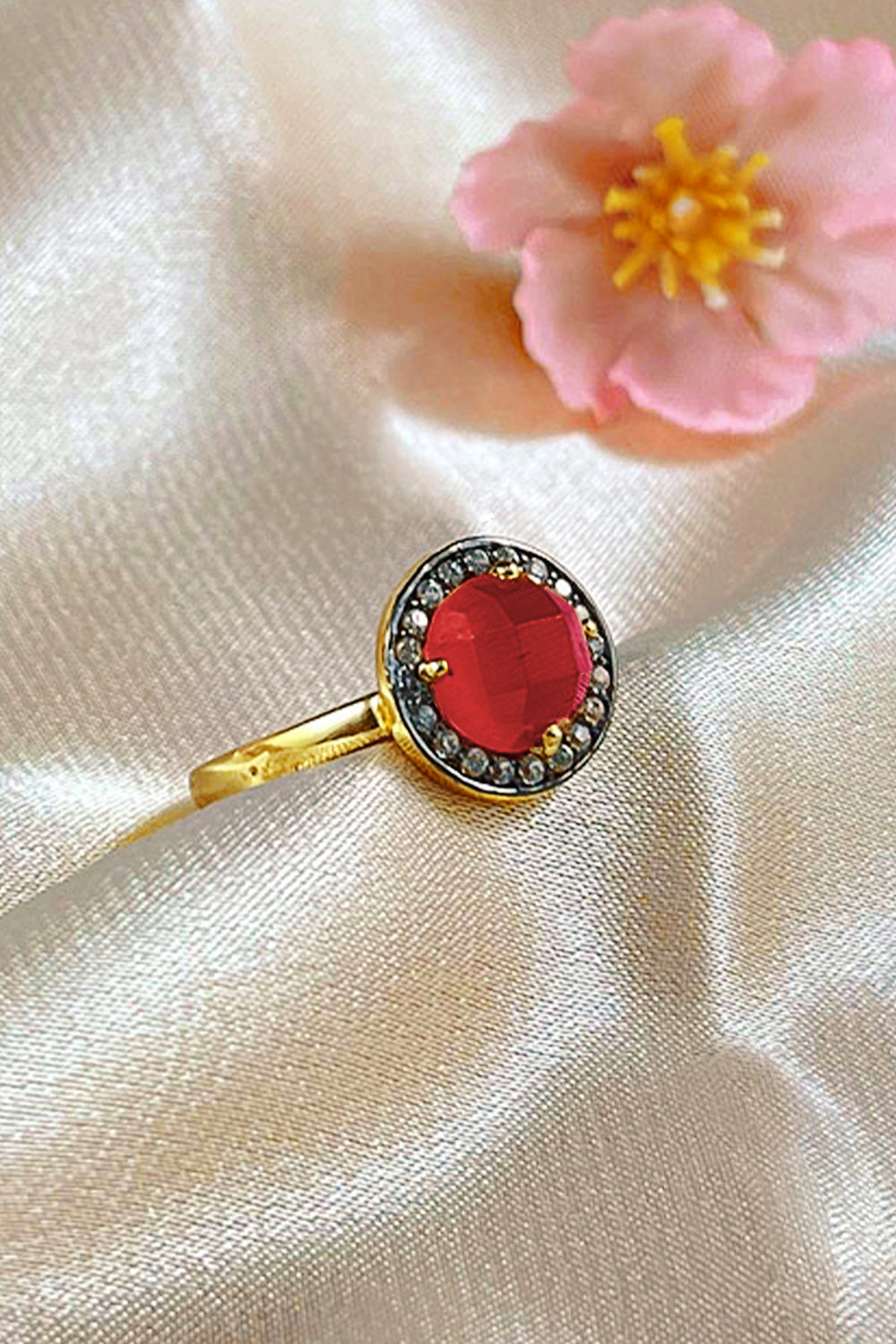 Sivalya Red Onyx Gold Vermeil Ring - Halo
