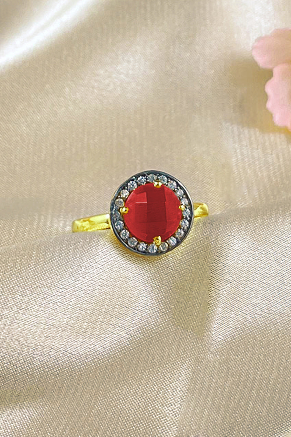 Sivalya Red Onyx Gold Vermeil Ring - Halo
