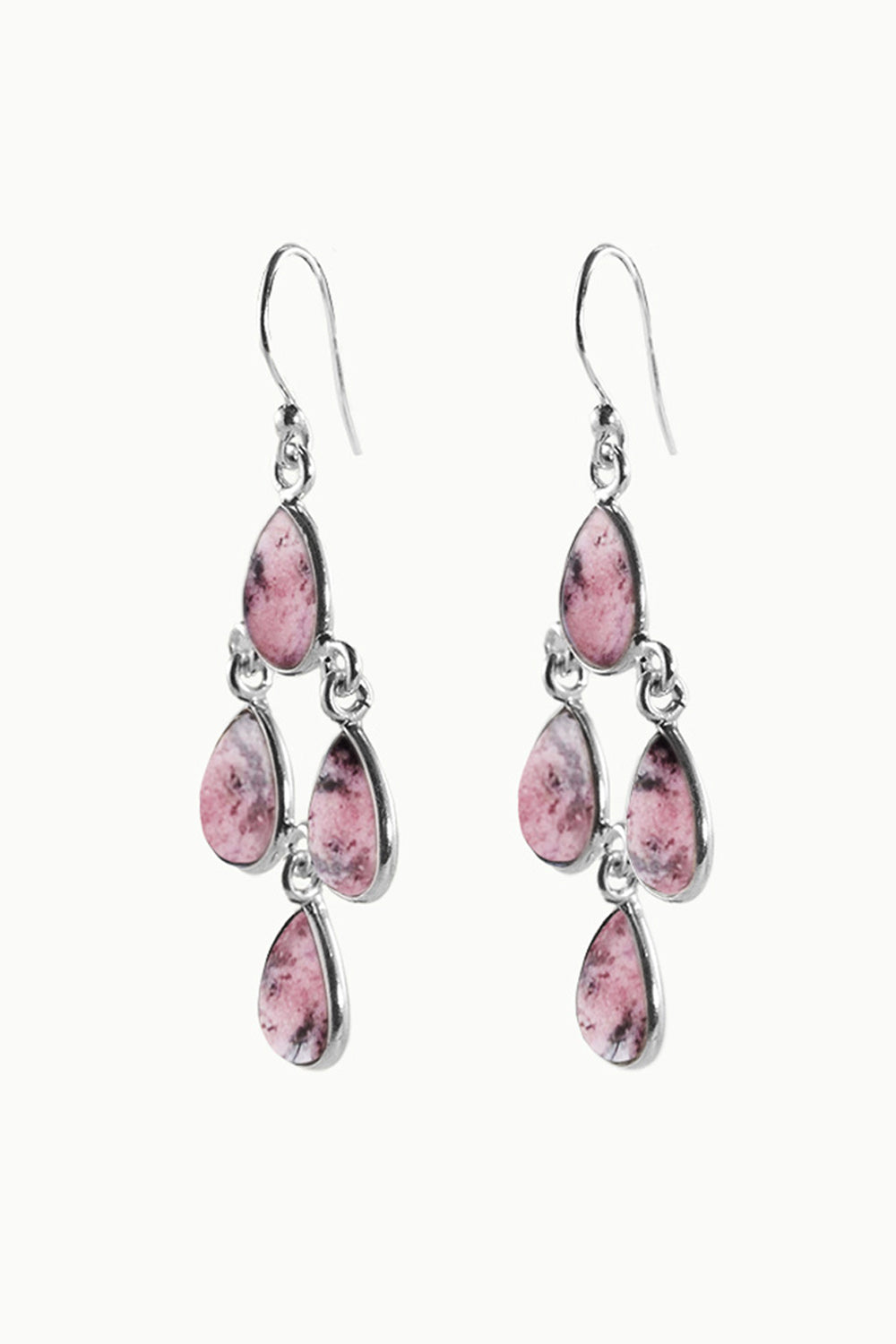 Sivalya Rhodochrosite Dangle Earrings - Dew Drops