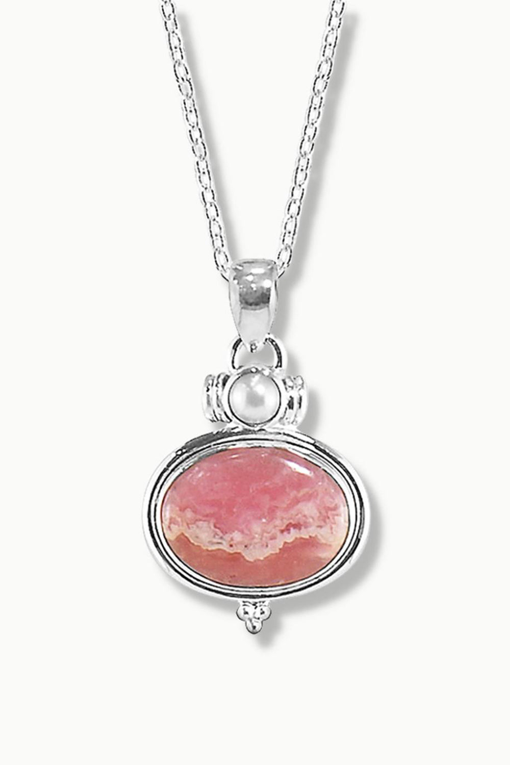 Rhodochrosite Silver Necklace - Ravi