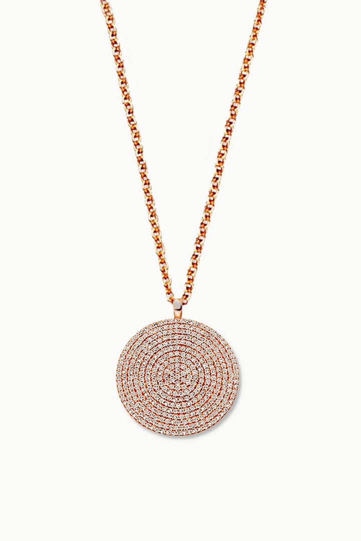 Sivalya Rose Gold Zircon Disk Pendant Necklace - Starlet