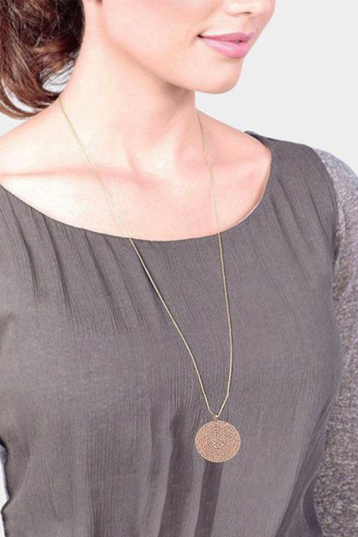 Sivalya Rose Gold Zircon Disk Pendant Necklace - Starlet