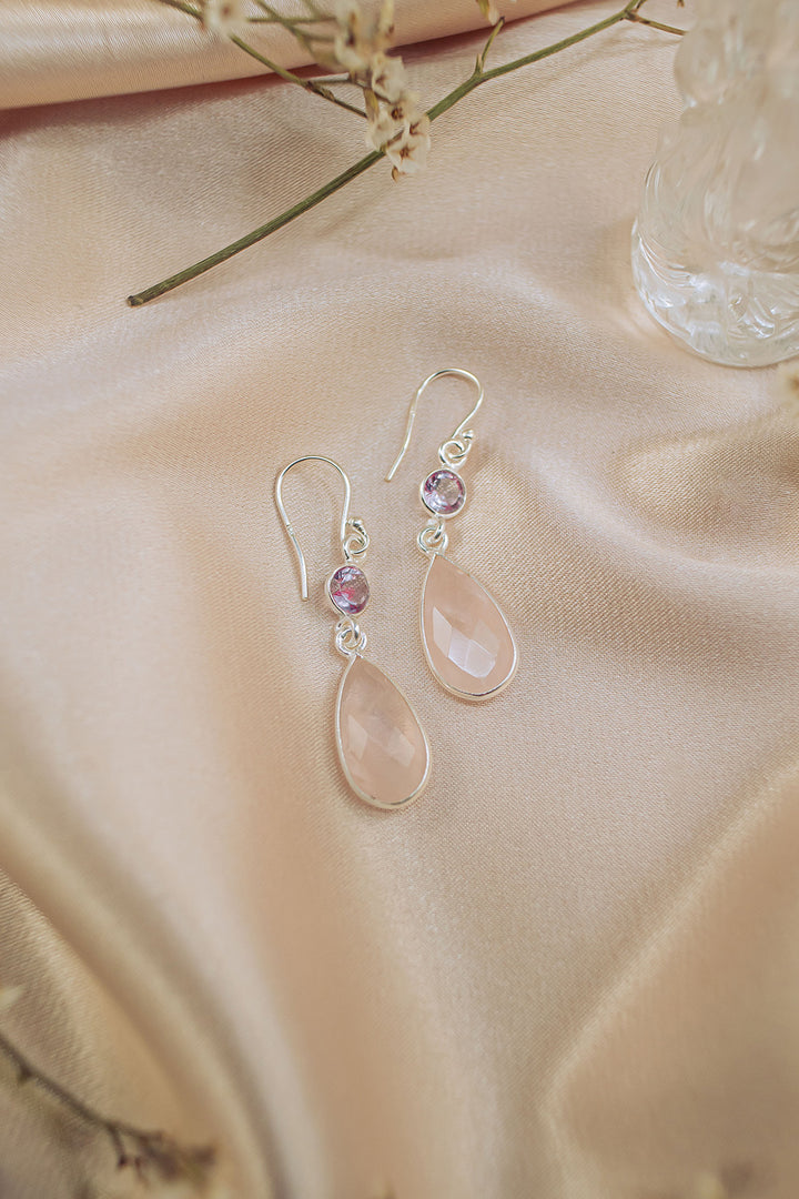 Sivalya Rose Quartz Dangle Earrings - Twilight