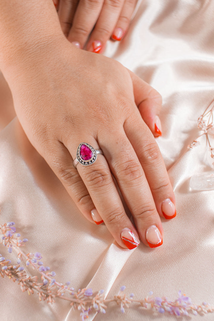 Sivalya Raw Ruby Silver Ring - Amalfi