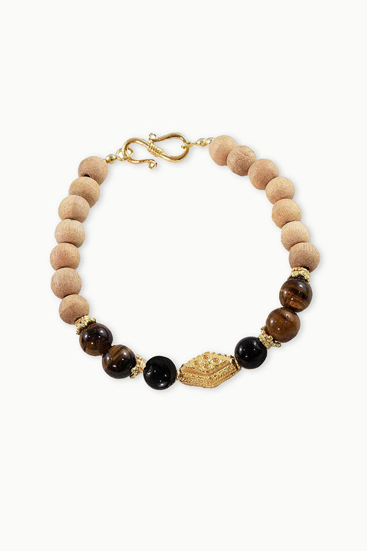Sivalya Shakti Wrist Mala With Tulsi Black Onyx and Tigers Eye Gold