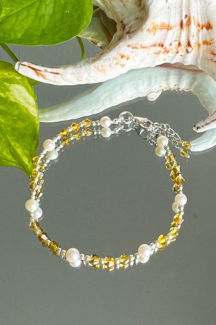 Sivalya Abundance Pearls and Yellow Crystals Bracelet