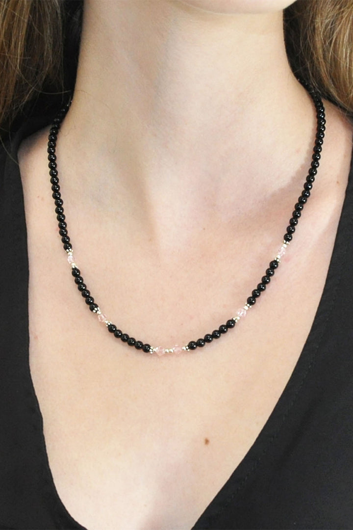 Sivalya Amour Black Onyx and Pink Crystals Necklace