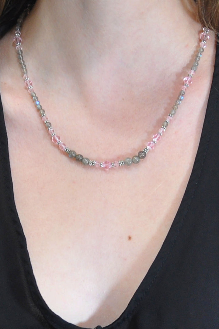 Sivalya Amour Labradorite and Pink Crystals Necklace