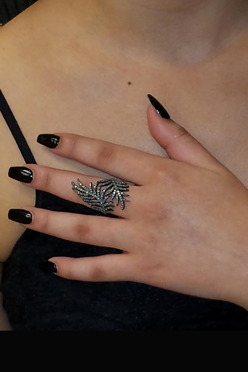 Angel Wings Diamond Ring Oxidized Sterling Silver | Sivalya