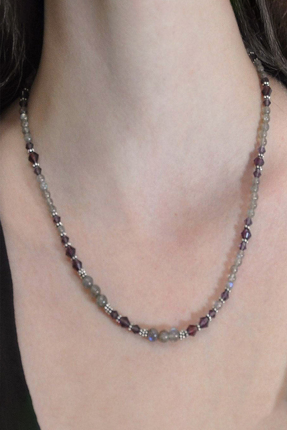 Sivalya Awareness Labradorite and Purple Crystals Necklace