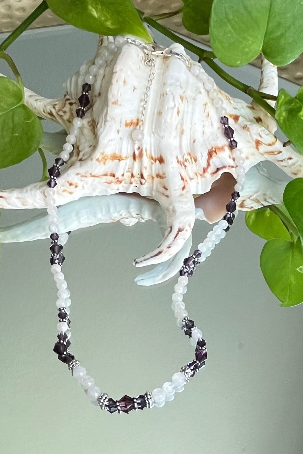 Sivalya Awareness Moonstone and Purple Crystals Necklace