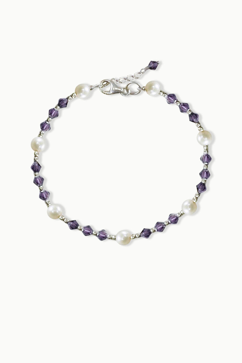 Sivalya Awareness Pearls and Purple Crystals Bracelet