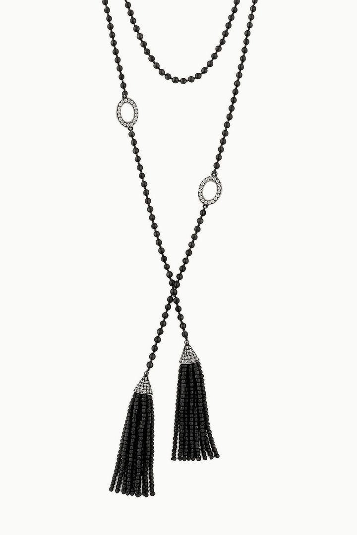 Sivalya Tassels Lariat Necklace Black Spinel