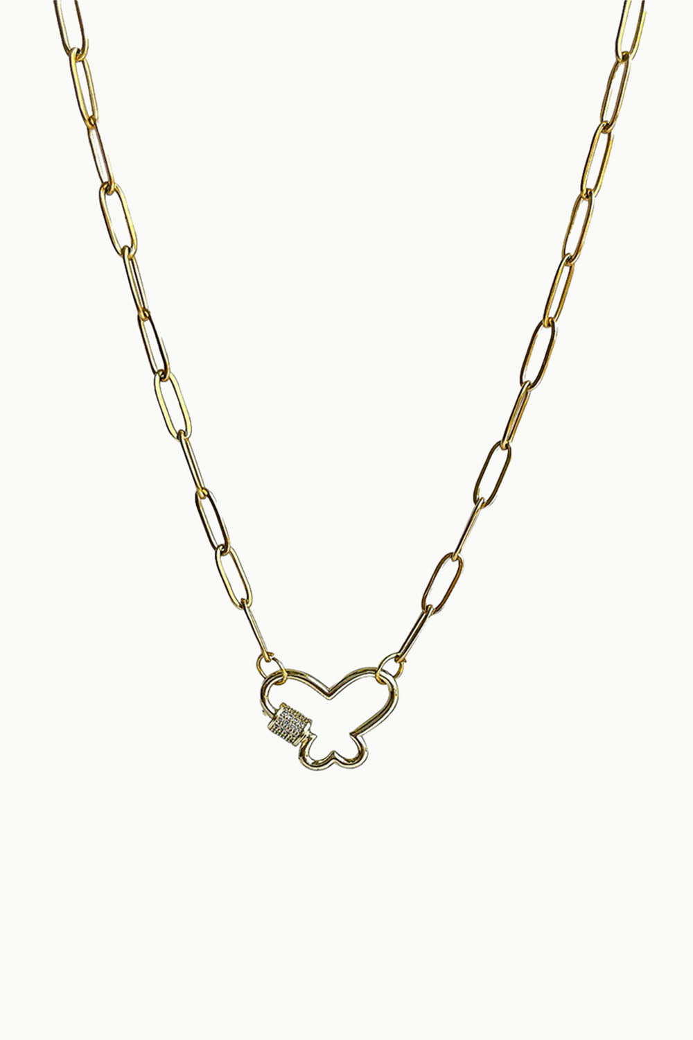 Sivalya Butterfly Locket Paperclip Chain Necklace