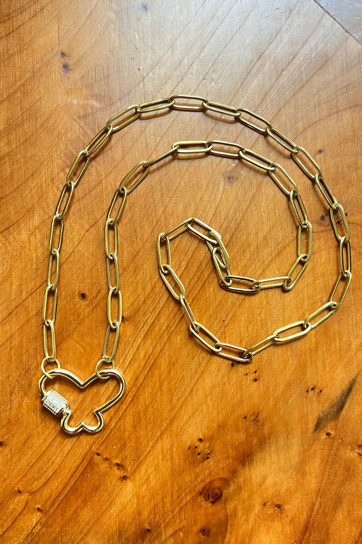 Sivalya Butterfly Locket Paperclip Chain Necklace
