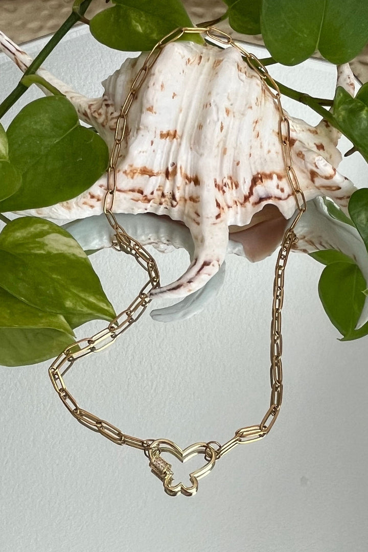 Sivalya Butterfly Locket Paperclip Chain Necklace