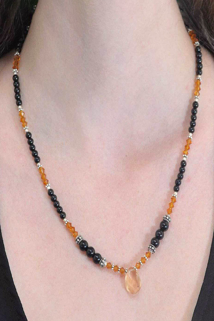 Sivalya Confidence Black Onyx and Yellow Crystals Necklace