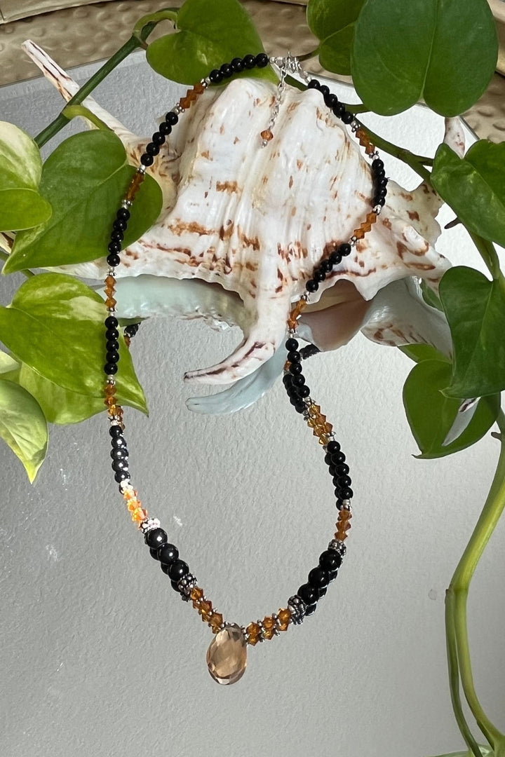 Sivalya Confidence Black Onyx and Yellow Crystals Necklace