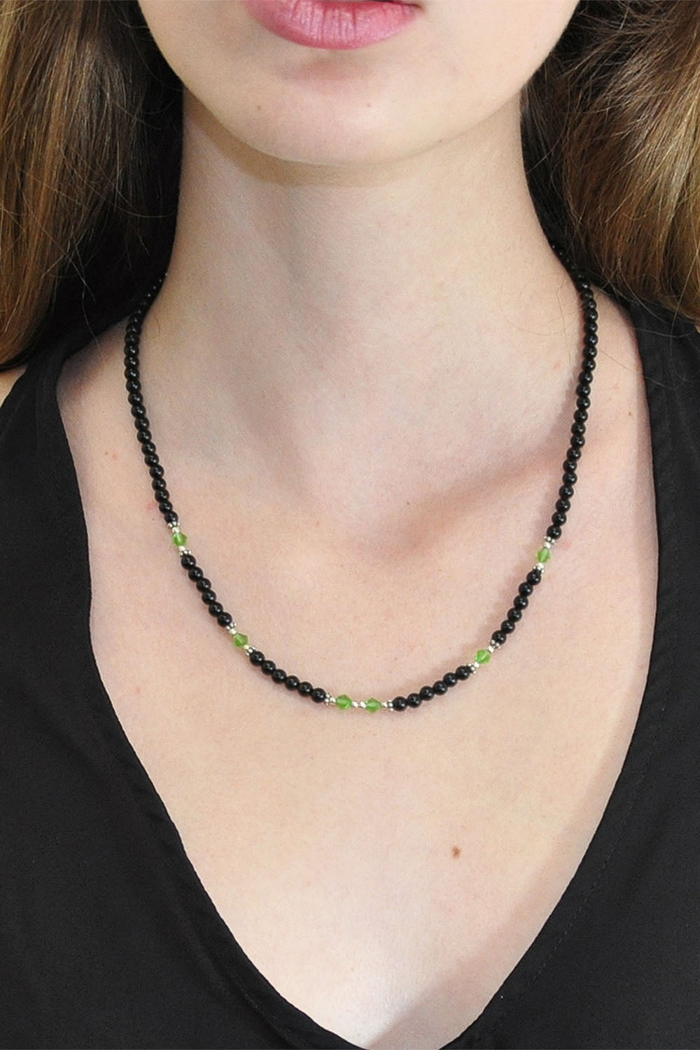 Sivalya Imagination Black Onyx and Green Crystals Necklace