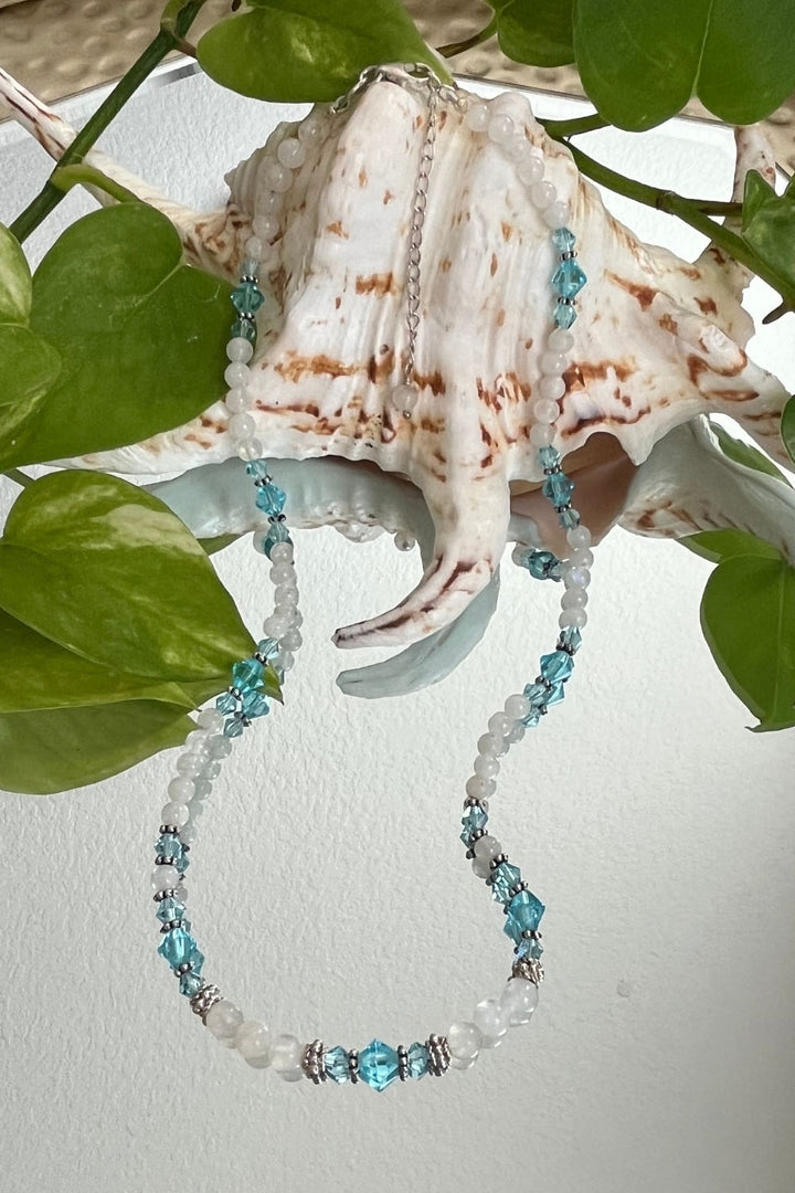Sivalya Inspiration Moonstone and Blue Crystals Necklace