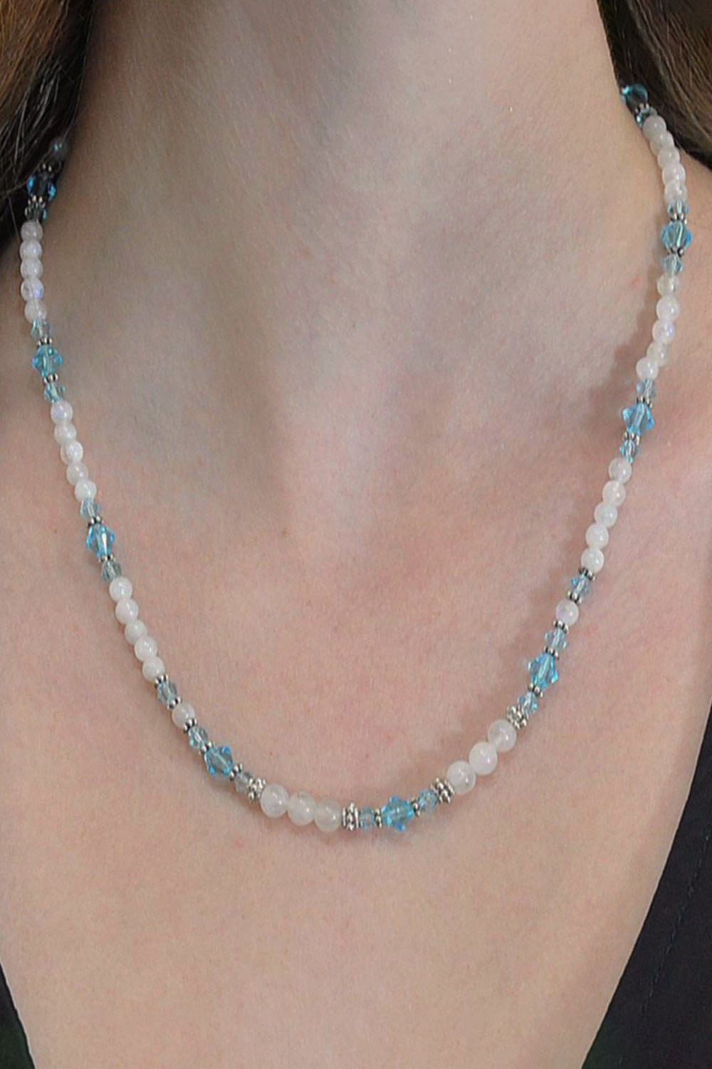 Sivalya Inspiration Moonstone and Blue Crystals Necklace