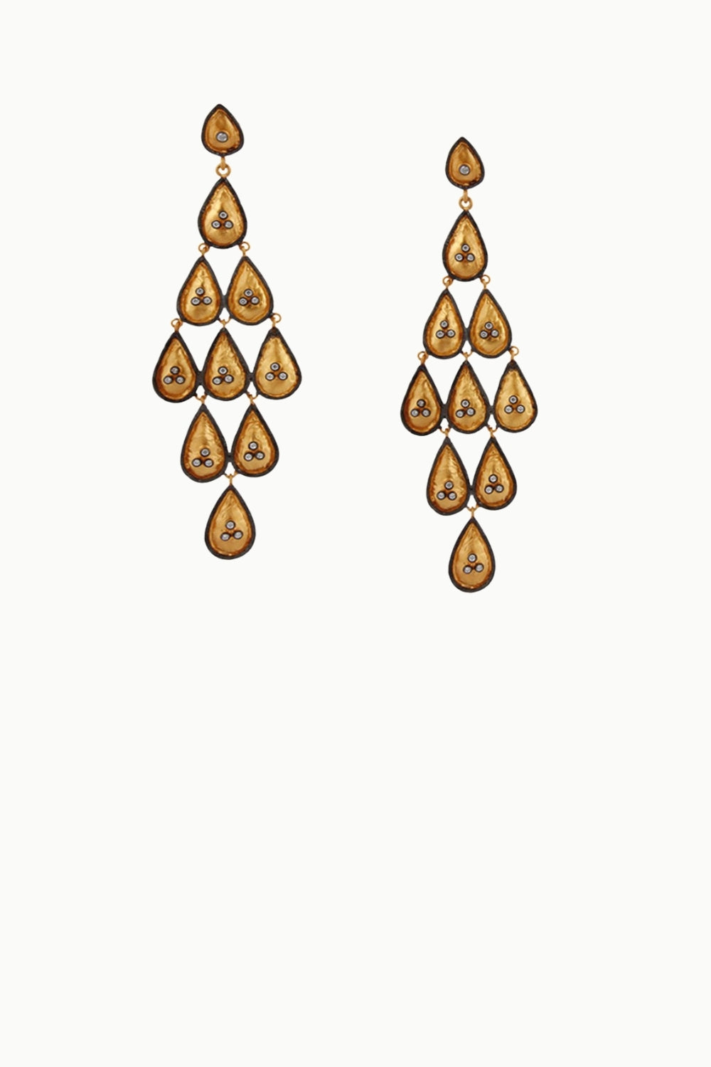 Sparkling Diamond Drops Chandelier Earrings Gold | Sivalya
