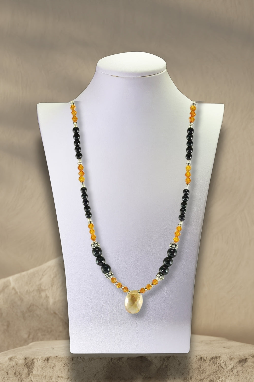Sivalya Confidence Black Onyx and Yellow Crystals Necklace